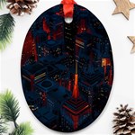Architecture City Pixel Art Oval Ornament (Two Sides)