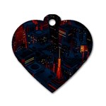 Architecture City Pixel Art Dog Tag Heart (Two Sides)