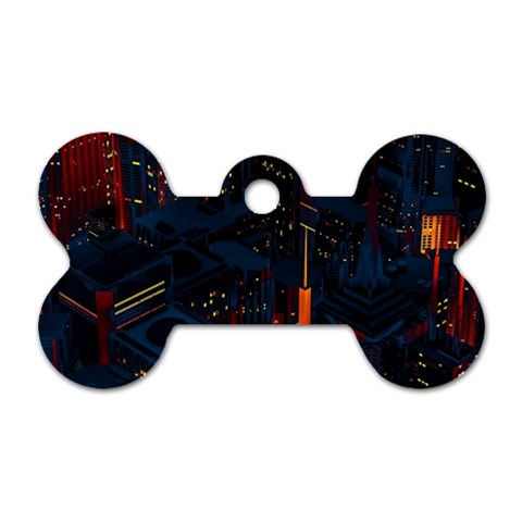 Architecture City Pixel Art Dog Tag Bone (One Side) from ArtsNow.com Front