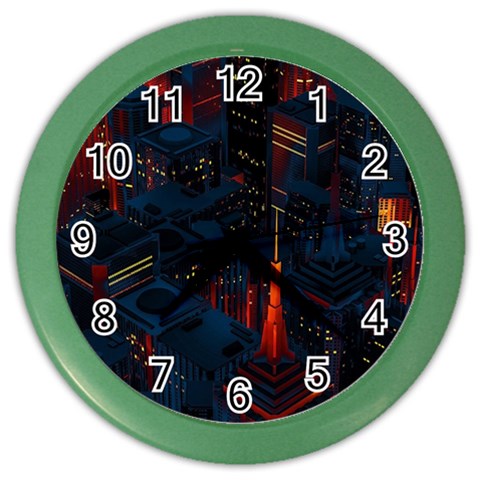 Architecture City Pixel Art Color Wall Clock from ArtsNow.com Front