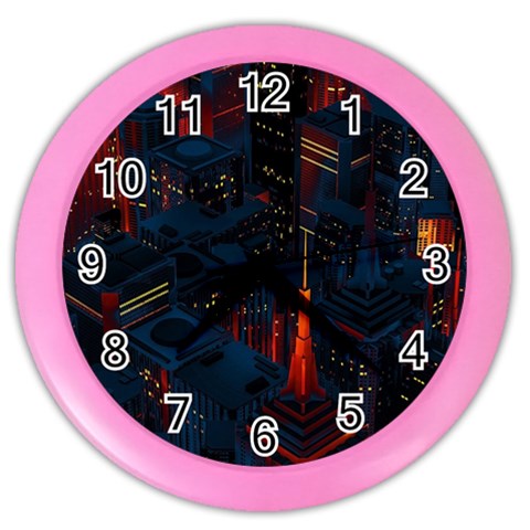 Architecture City Pixel Art Color Wall Clock from ArtsNow.com Front