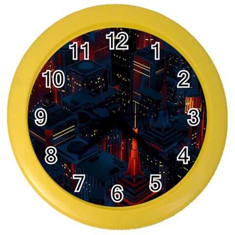 Architecture City Pixel Art Color Wall Clock from ArtsNow.com Front