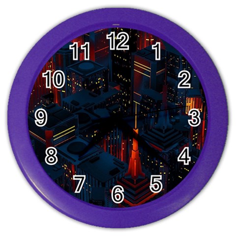 Architecture City Pixel Art Color Wall Clock from ArtsNow.com Front