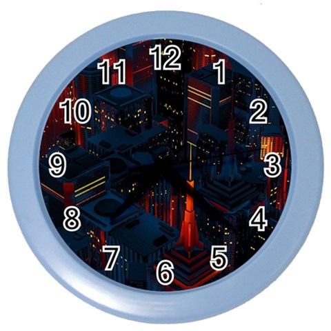 Architecture City Pixel Art Color Wall Clock from ArtsNow.com Front