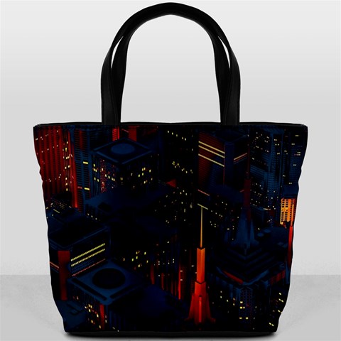 Architecture City Pixel Art Bucket Bag from ArtsNow.com Front