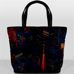 Architecture City Pixel Art Bucket Bag from ArtsNow.com Front