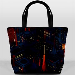 Architecture City Pixel Art Bucket Bag from ArtsNow.com Back