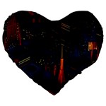Architecture City Pixel Art Large 19  Premium Heart Shape Cushions