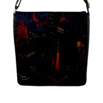 Architecture City Pixel Art Flap Closure Messenger Bag (L)