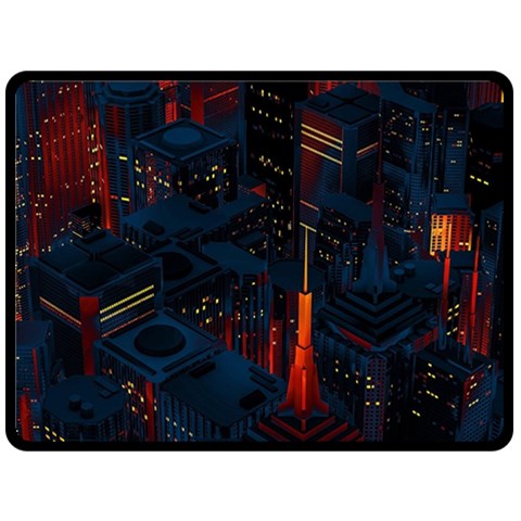 Architecture City Pixel Art Two Sides Fleece Blanket (Large) from ArtsNow.com 80 x60  Blanket Front