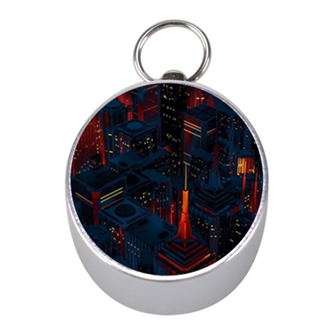 Architecture City Pixel Art Mini Silver Compasses from ArtsNow.com Front