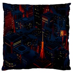 Architecture City Pixel Art Large Premium Plush Fleece Cushion Case (Two Sides) from ArtsNow.com Back