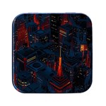 Architecture City Pixel Art Square Metal Box (Black)