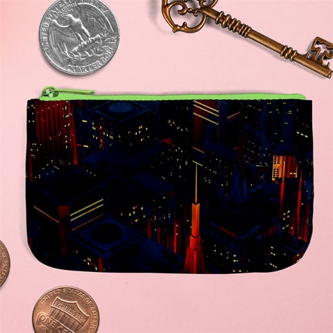 Architecture City Pixel Art Large Coin Purse from ArtsNow.com Front