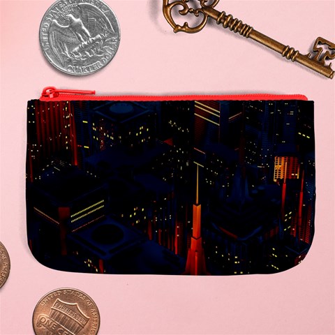 Architecture City Pixel Art Large Coin Purse from ArtsNow.com Front