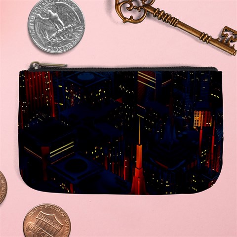 Architecture City Pixel Art Large Coin Purse from ArtsNow.com Front