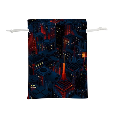 Architecture City Pixel Art Lightweight Drawstring Pouch (L) from ArtsNow.com Back