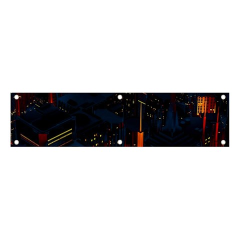 Architecture City Pixel Art Banner and Sign 4  x 1  from ArtsNow.com Front