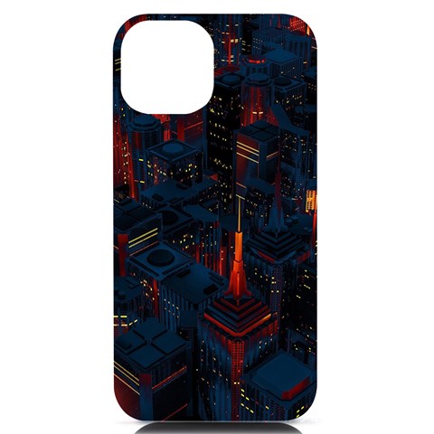 Architecture City Pixel Art iPhone 14 Black UV Print Case from ArtsNow.com Front
