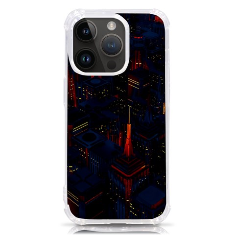 Architecture City Pixel Art iPhone 14 Pro TPU UV Print Case from ArtsNow.com Front