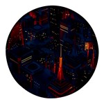 Architecture City Pixel Art Round Glass Fridge Magnet (4 pack)