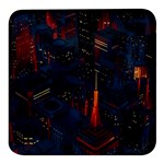 Architecture City Pixel Art Square Glass Fridge Magnet (4 pack)