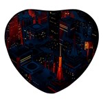 Architecture City Pixel Art Heart Glass Fridge Magnet (4 pack)