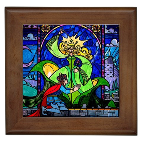 Beauty And The Beast Stained Glass Rose Framed Tile from ArtsNow.com Front