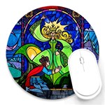Beauty And The Beast Stained Glass Rose Round Mousepad