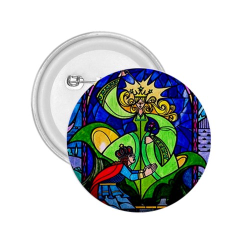 Beauty And The Beast Stained Glass Rose 2.25  Buttons from ArtsNow.com Front
