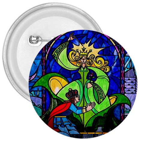 Beauty And The Beast Stained Glass Rose 3  Buttons from ArtsNow.com Front