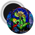 Beauty And The Beast Stained Glass Rose 3  Magnets