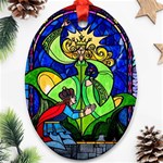 Beauty And The Beast Stained Glass Rose Ornament (Oval)