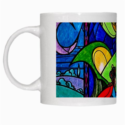 Beauty And The Beast Stained Glass Rose White Mug from ArtsNow.com Left