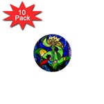 Beauty And The Beast Stained Glass Rose 1  Mini Magnet (10 pack) 