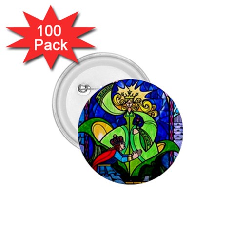 Beauty And The Beast Stained Glass Rose 1.75  Buttons (100 pack)  from ArtsNow.com Front