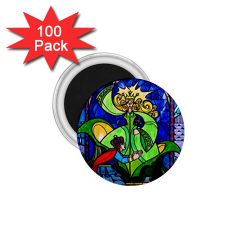 Beauty And The Beast Stained Glass Rose 1.75  Magnets (100 pack)  from ArtsNow.com Front