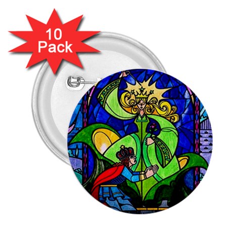 Beauty And The Beast Stained Glass Rose 2.25  Buttons (10 pack)  from ArtsNow.com Front