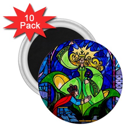 Beauty And The Beast Stained Glass Rose 2.25  Magnets (10 pack)  from ArtsNow.com Front