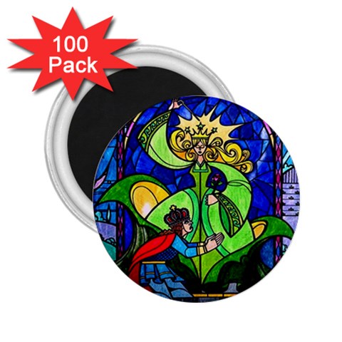 Beauty And The Beast Stained Glass Rose 2.25  Magnets (100 pack)  from ArtsNow.com Front