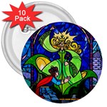 Beauty And The Beast Stained Glass Rose 3  Buttons (10 pack) 