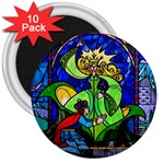 Beauty And The Beast Stained Glass Rose 3  Magnets (10 pack) 