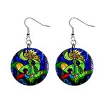 Beauty And The Beast Stained Glass Rose Mini Button Earrings