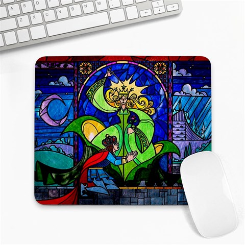 Beauty And The Beast Stained Glass Rose Large Mousepad from ArtsNow.com Front