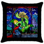 Beauty And The Beast Stained Glass Rose Throw Pillow Case (Black)