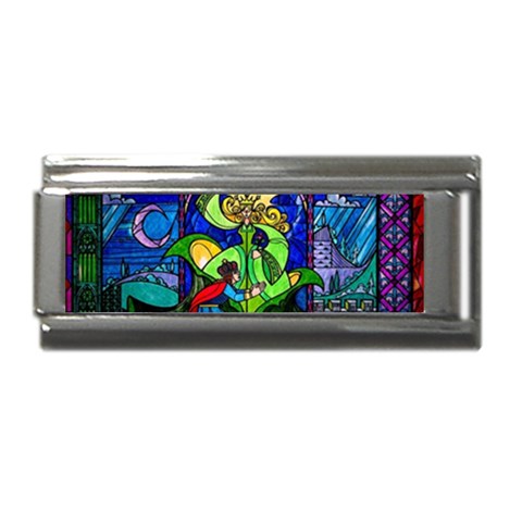 Beauty And The Beast Stained Glass Rose Superlink Italian Charm (9mm) from ArtsNow.com Front