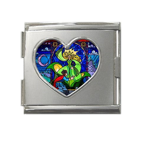 Beauty And The Beast Stained Glass Rose Mega Link Heart Italian Charm (18mm) from ArtsNow.com Front