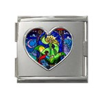 Beauty And The Beast Stained Glass Rose Mega Link Heart Italian Charm (18mm)