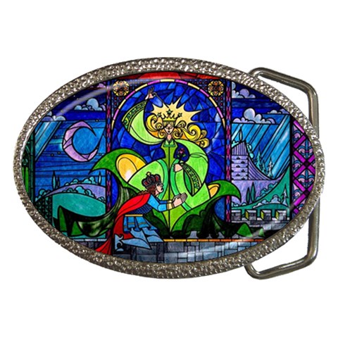 Beauty And The Beast Stained Glass Rose Belt Buckles from ArtsNow.com Front