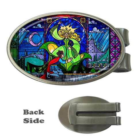 Beauty And The Beast Stained Glass Rose Money Clips (Oval)  from ArtsNow.com Front